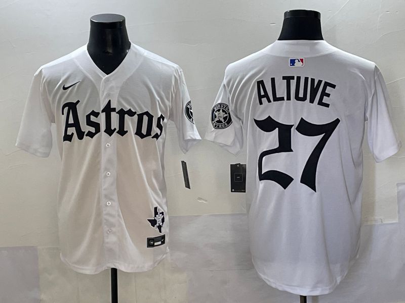 Men 2025 Houston Astros #27 Altuve White Five generations Joint Name Nike MLB Jersey style 1->houston astros->MLB Jersey